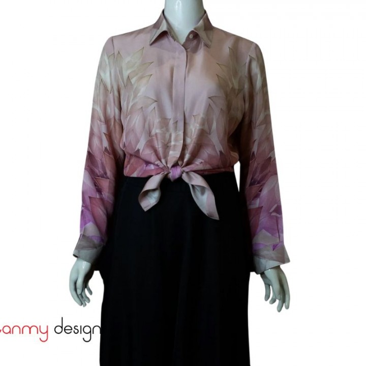 Silk shirt with pink lotus